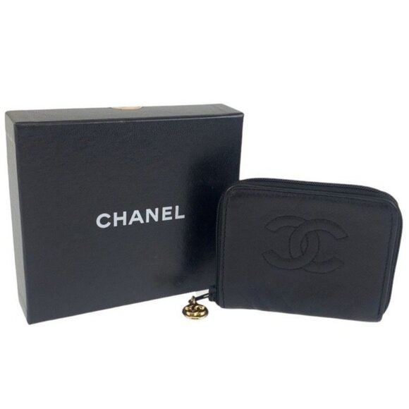 Authentic CHANEL CC Vintage Caviar Timeless Coin Purse Pouch Key Chain Charm Bag - Picture 2 of 11